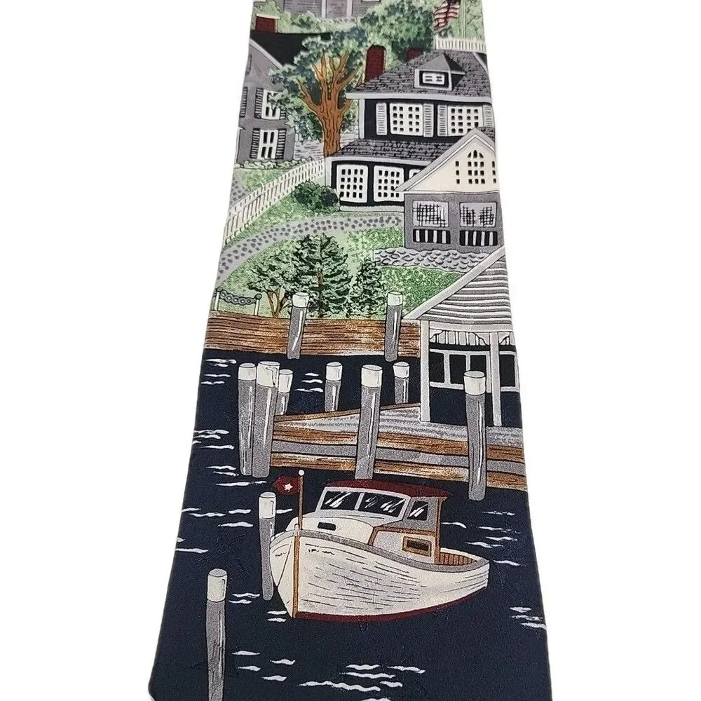 Van Heusen Silk Tie Lot of 3 Casual Americana Filling Station Lighting Village